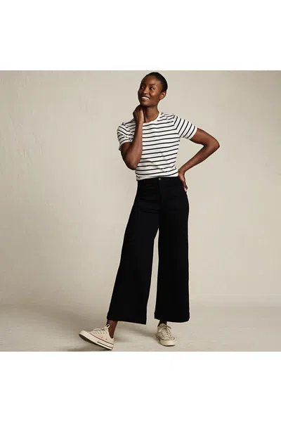 Lands' End Women's Denim High Rise Patch Pocket Extra Wide Leg Crop Jeans In Black