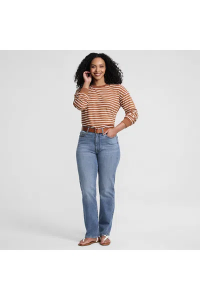 Lands' End Denim High Rise Straight Curvy Jeans In White