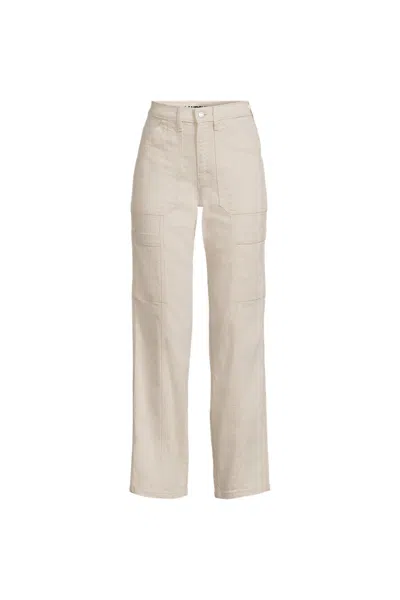 Lands' End Women's Denim High Rise Utility Cargo Ankle Jeans In Pink