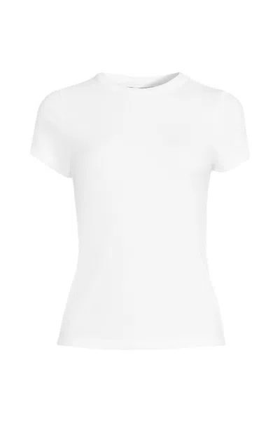 Lands' End Women's Drapey Rib Fitted Short Sleeve Mini T-shirt In White