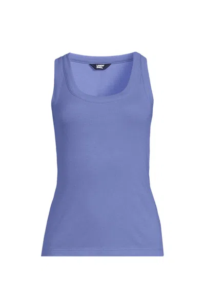 Lands' End Women's Drapey Rib Fitted Tank Top In Blue
