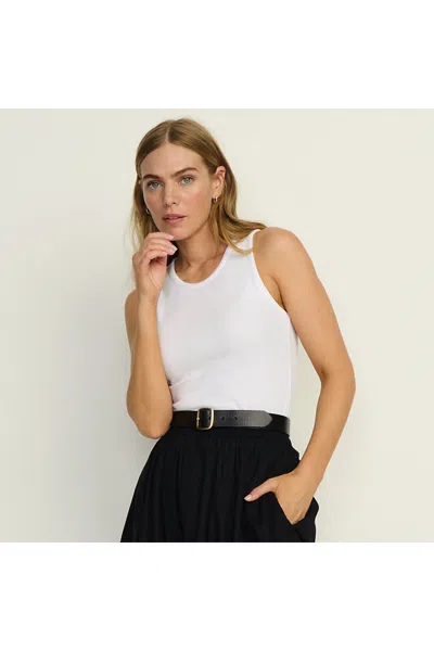 Lands' End Women's Drapey Rib Fitted Tank Top In White