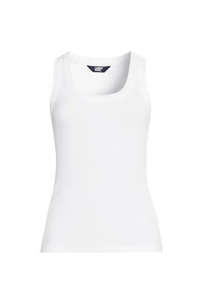 Lands' End Women's Drapey Rib Fitted Tank Top In White