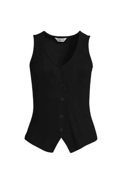 Lands' End Women's Drapey Rib Vest In Black