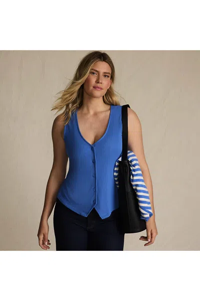 Lands' End Women's Drapey Rib Vest In Blue