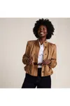 Lands' End Drapey Twill Bubble Hem Jacket In Brown