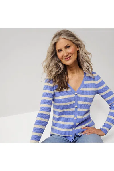 Lands' End Women's Drifter Baby Cable Vneck Cardigan Sweater - Set Top In White