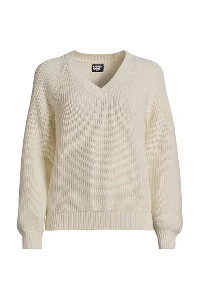 Lands' End Women's Drifter Balloon Sleeve Sweater In White