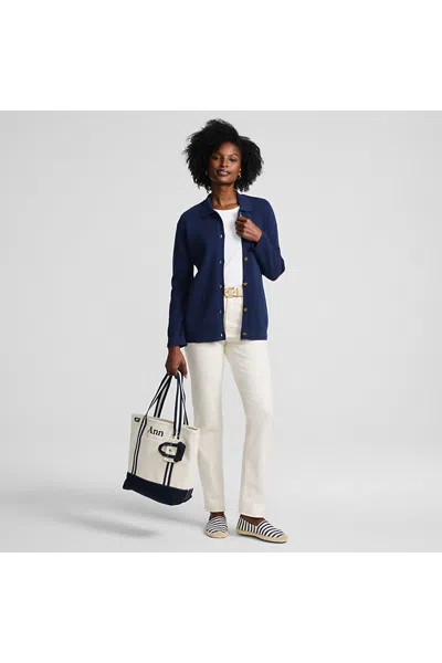 Lands' End Women's Drifter Barn Jacket Sweater In Blue