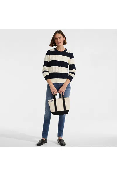 Lands' End Women's Drifter Classic Cable Crew Neck Sweater In Blue