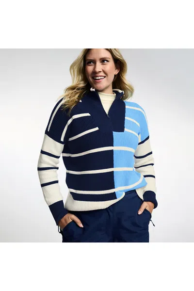 Lands' End Women's Drifter Cotton Quarter Zip Pullover Sweater In Multi