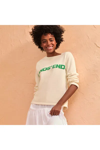 Lands' End Women's Drifter Jacquard Crew Neck Sweater In White