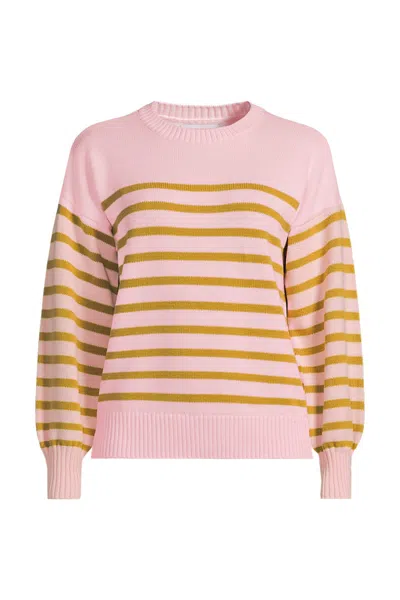 Lands' End Women's Drifter Jersey Crewneck Sweater In Pink