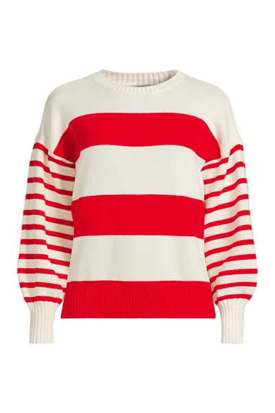 Lands' End Women's Drifter Jersey Crewneck Sweater In Red