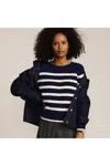 Lands' End Drifter Modern Cable Crew Sweater In Multi