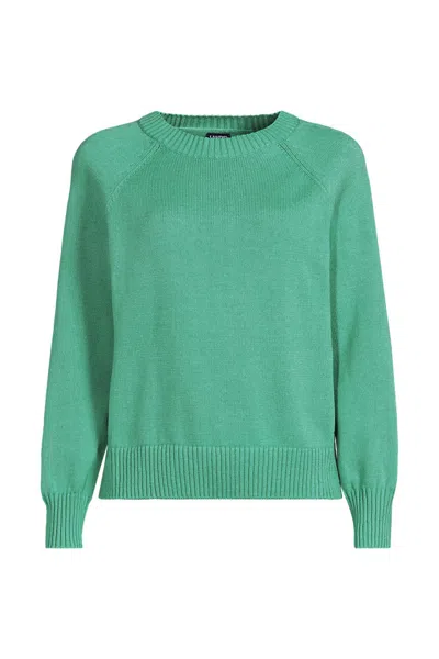 Lands' End Women's Drifter Raglan Sleeve Easy Fit Sweater In Green