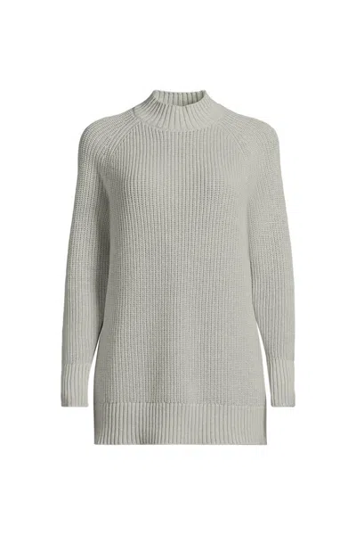 Lands' End Women's Drifter Shaker Easy Fit Mock Neck Tunic Sweater In Gray