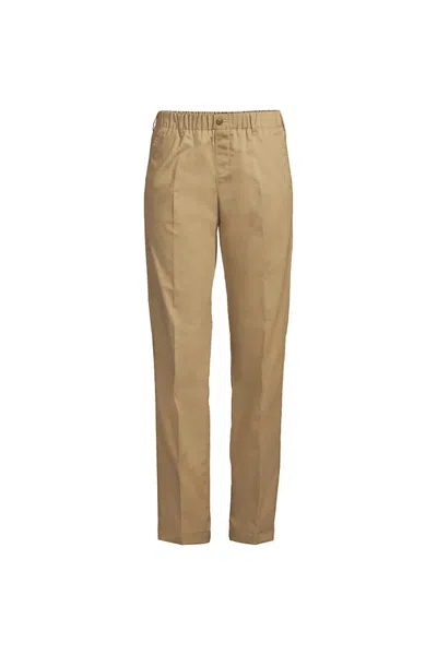 Lands' End Women's Elastic Waist Pull-on Chino Pants In Brown