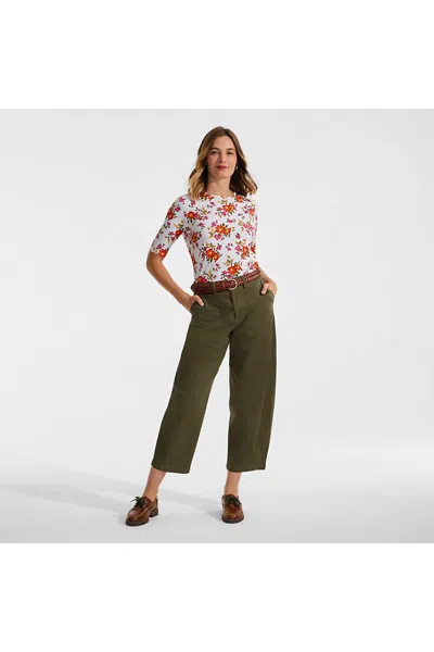 Lands' End Women's Elbow Sleeve Crewneck Garden Tee- Sunshade Upf 50 Quick Dry In Green