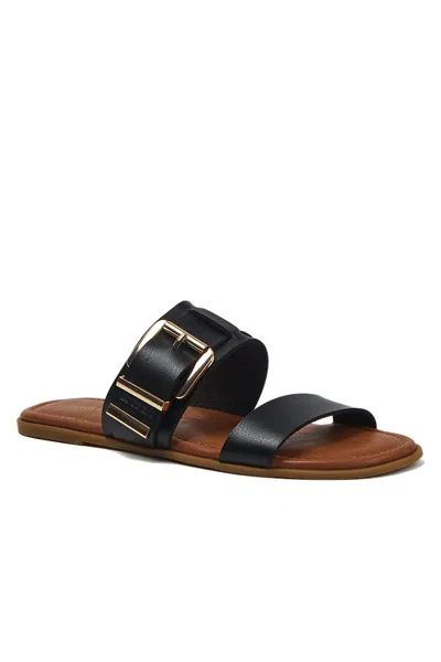 Lands' End Women's Essential Buckle Slides In Black