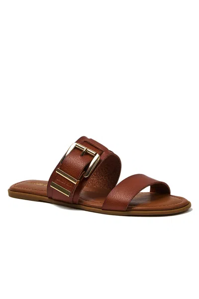 Lands' End Women's Essential Buckle Slides In Brown