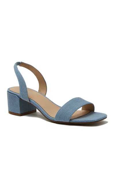 Lands' End Women's Essential Denim Block Heel Sandals In Blue