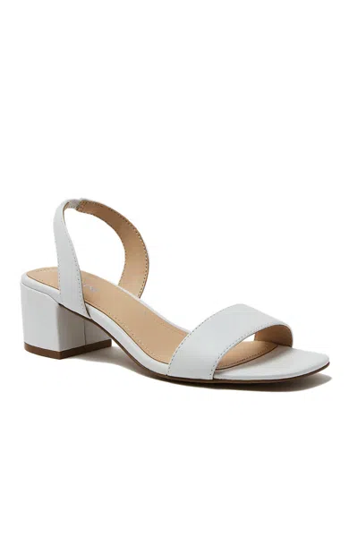 Lands' End Women's Essential Leather Block Heel Sandals In White