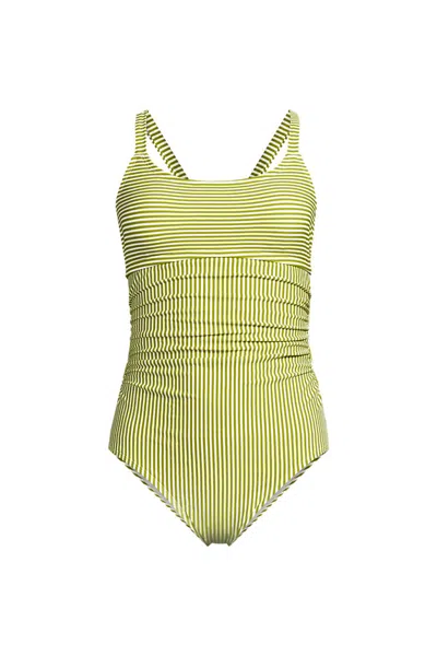 Lands' End Women's Essential Tie Back Ruched One Piece Swimsuit In Multi