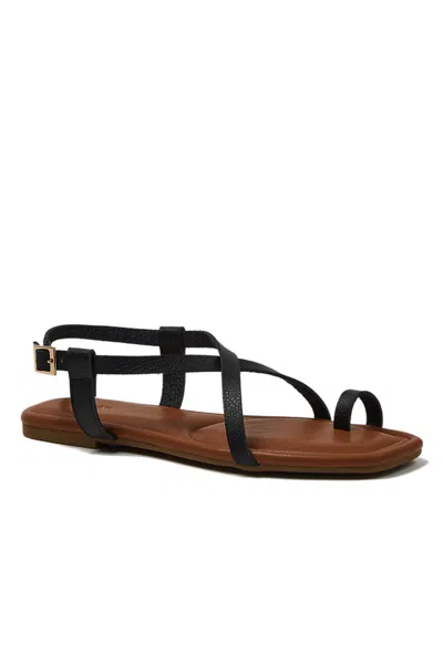 Lands' End Women's Essential Toe Loop Sandals In Black