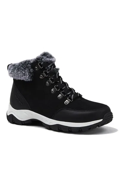 Lands' End Women's Faux Fur Hiker Booties In Black