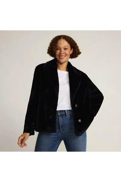Lands' End Women's Faux Fur Jacket In Black