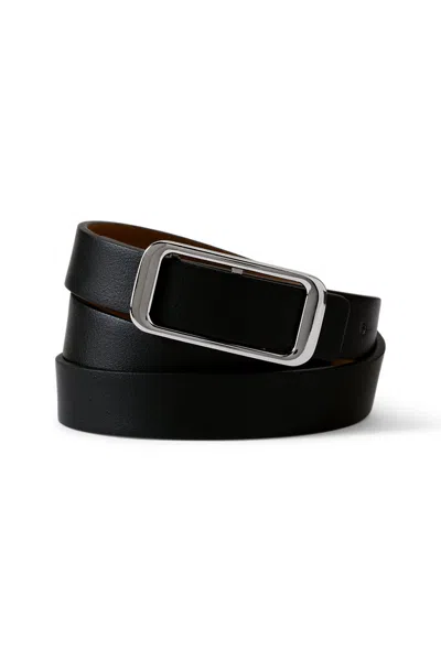 Lands' End Women's Faux Leather Classic Skinny Belt Set In Black
