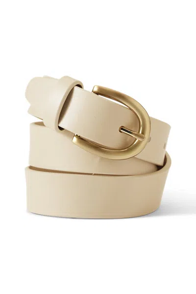 Lands' End Women's Faux Leather Everyday Belt In White