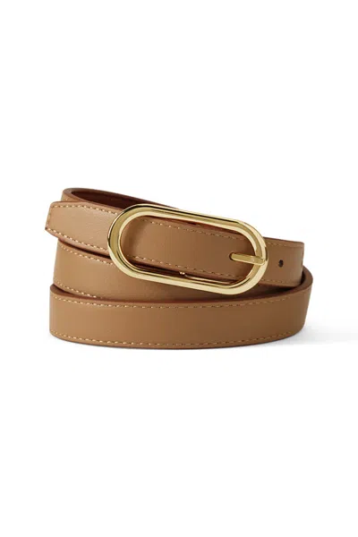 Lands' End Women's Faux Leather Skinny Reversible Belt In Brown