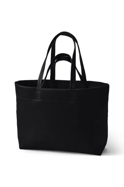 Lands' End Women's Faux Leather Tote In Black