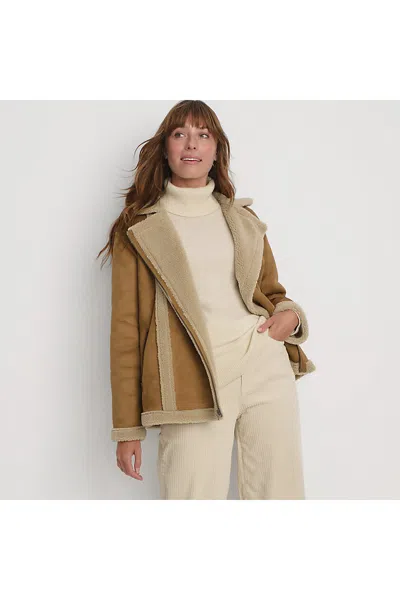 Lands' End Women's Faux Shearling Jacket In Brown