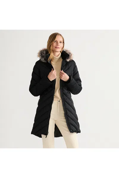 Lands' End Women's Featherfree Cozy Fleece Lined Winter Coat In Black