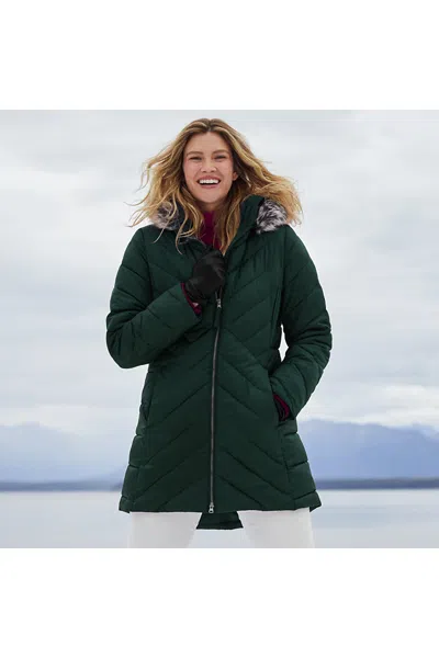 Lands' End Women's Featherfree Cozy Fleece Lined Winter Coat In Green