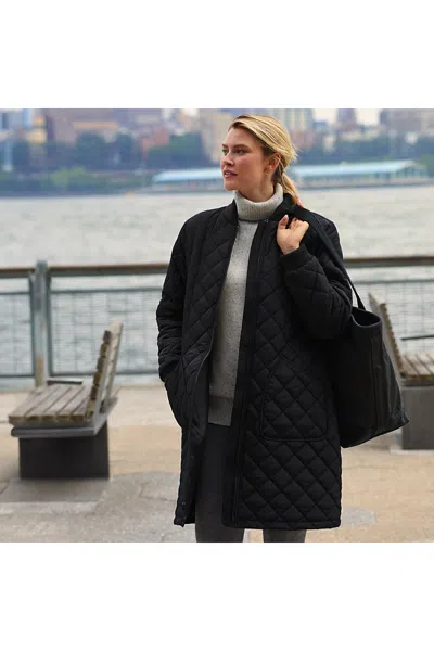 Lands' End Women's Featherfree Insulated Bomber Coat In Black