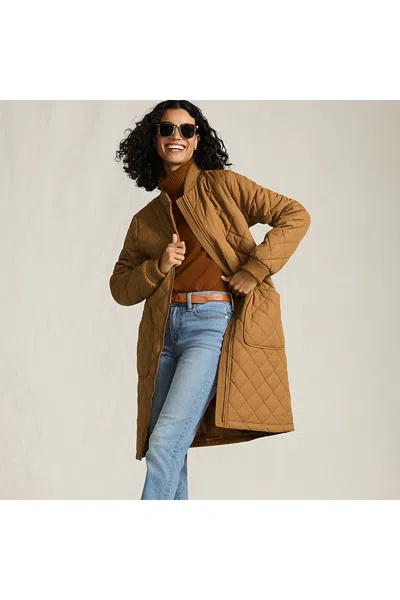 Lands' End Women's Featherfree Insulated Bomber Coat In Tan