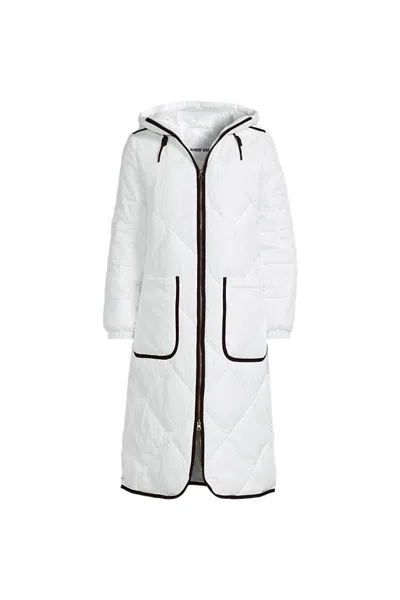 Lands' End Women's Featherfree Insulated Diamond Quilted Maxi Coat In White