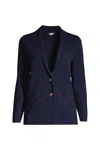 Lands' End School Uniform  Hopsack Blazer In Blue