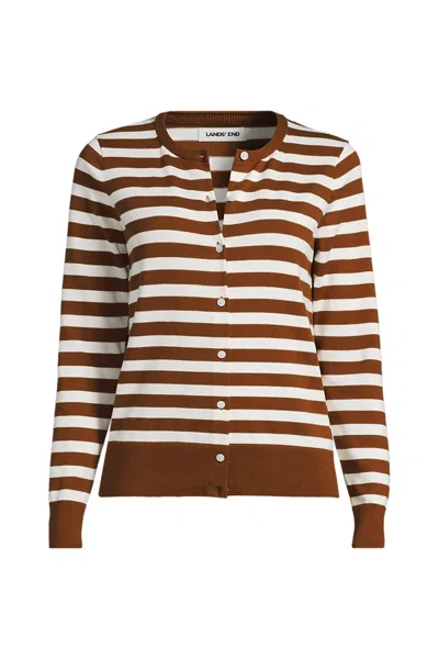 Lands' End Women's Fine Gauge Cotton Cardigan Sweater In Multi
