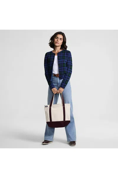 Lands' End Women's Fine Gauge Cotton Jacquard Blazer Sweater In Blue