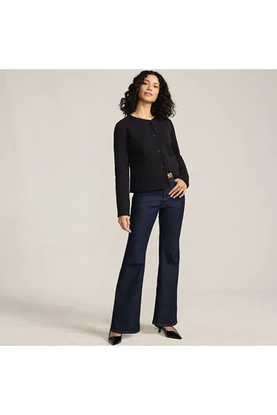 Lands' End Women's Fine Gauge Cotton Milano Blazer Sweater In Blue