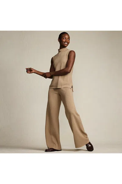 Lands' End Women's Fine Gauge Cotton Sweater Pants In Brown