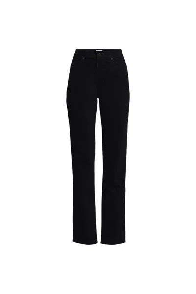 Lands' End Women's Fine Wale Corduroy High Rise Straight Leg Pants In Black