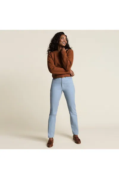 Lands' End Women's Fine Wale Corduroy High Rise Straight Leg Pants In Blue