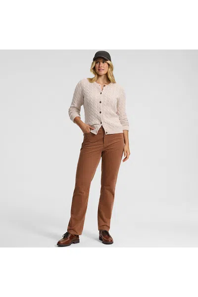 Lands' End Women's Fine Wale Corduroy High Rise Straight Leg Pants In Brown
