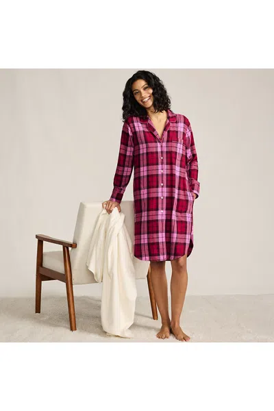 Lands' End Women's Flannel Long Sleeve Sleepshirt Nightgown In Multi